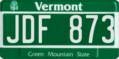 VT license plate JDF873