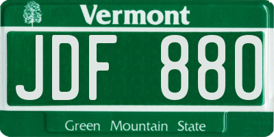 VT license plate JDF880