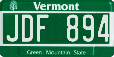 VT license plate JDF894