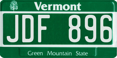 VT license plate JDF896