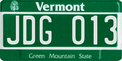 VT license plate JDG013