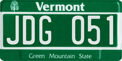 VT license plate JDG051