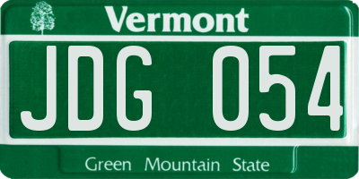 VT license plate JDG054