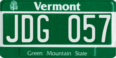 VT license plate JDG057