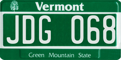 VT license plate JDG068