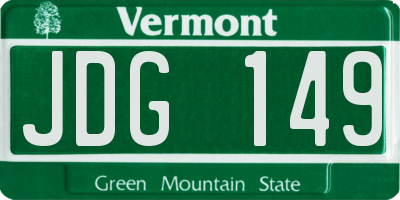 VT license plate JDG149