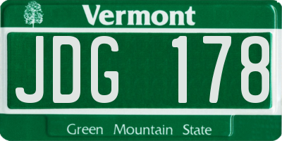 VT license plate JDG178