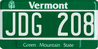 VT license plate JDG208