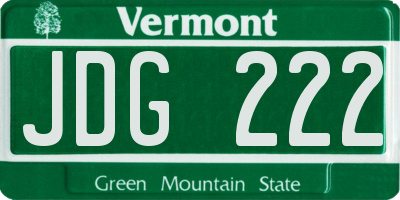 VT license plate JDG222