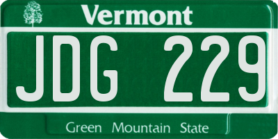 VT license plate JDG229