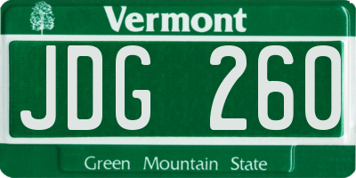 VT license plate JDG260