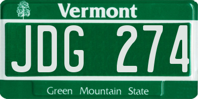 VT license plate JDG274