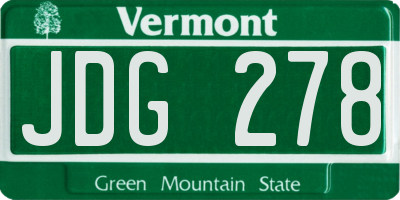 VT license plate JDG278