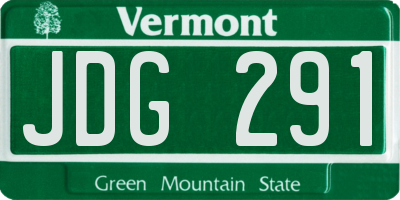 VT license plate JDG291