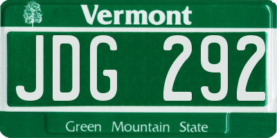 VT license plate JDG292