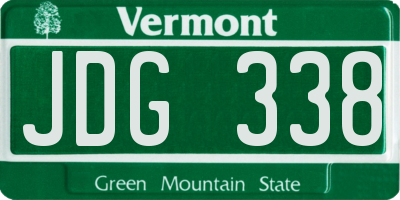VT license plate JDG338