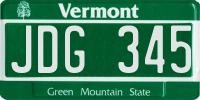 VT license plate JDG345