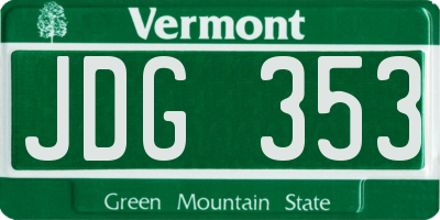 VT license plate JDG353