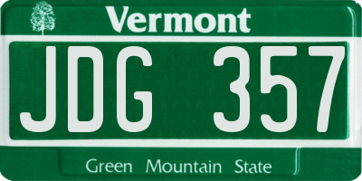 VT license plate JDG357