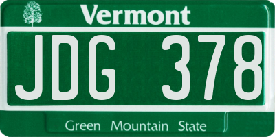 VT license plate JDG378