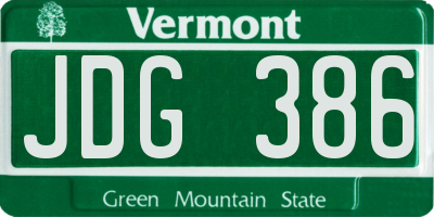 VT license plate JDG386