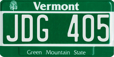 VT license plate JDG405
