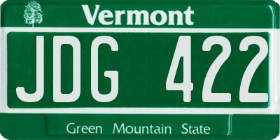VT license plate JDG422