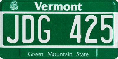 VT license plate JDG425