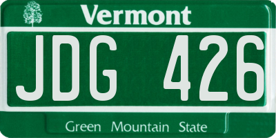 VT license plate JDG426