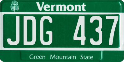 VT license plate JDG437