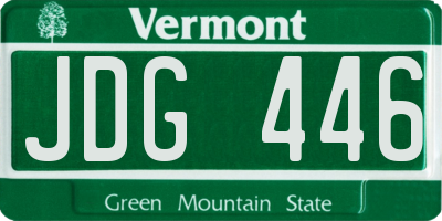 VT license plate JDG446