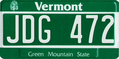VT license plate JDG472
