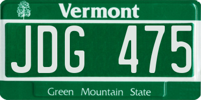VT license plate JDG475