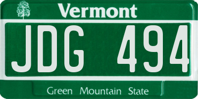 VT license plate JDG494