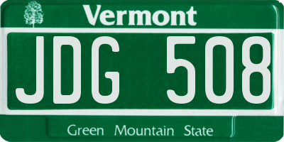 VT license plate JDG508