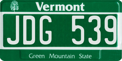 VT license plate JDG539