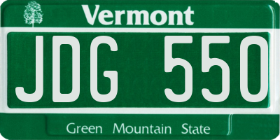 VT license plate JDG550