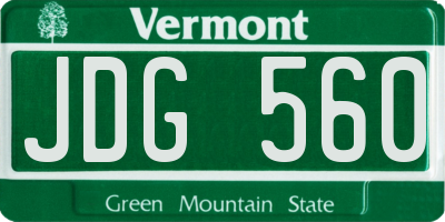 VT license plate JDG560