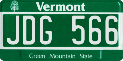 VT license plate JDG566