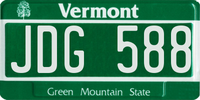 VT license plate JDG588