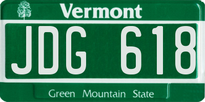 VT license plate JDG618