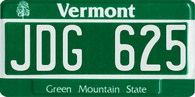 VT license plate JDG625