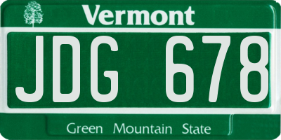 VT license plate JDG678
