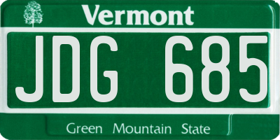 VT license plate JDG685