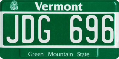 VT license plate JDG696
