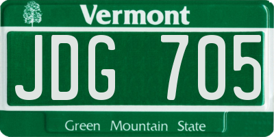 VT license plate JDG705