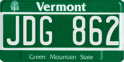 VT license plate JDG862