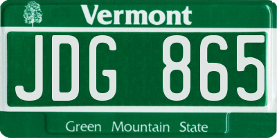 VT license plate JDG865