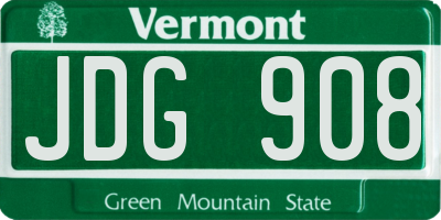 VT license plate JDG908