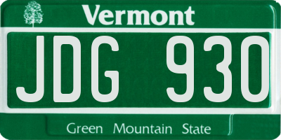 VT license plate JDG930